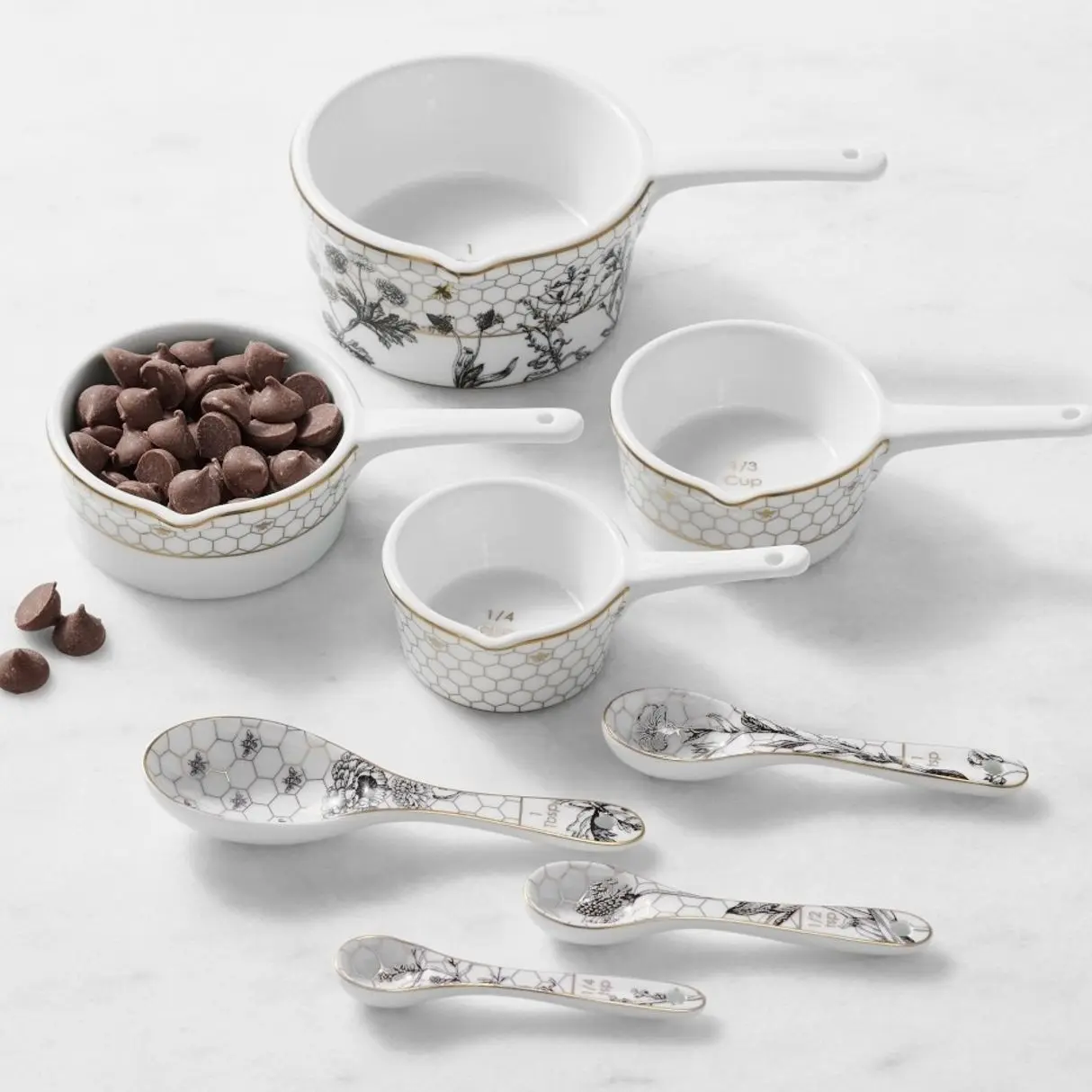 Stainless Steel Honeycomb Measuring Cups and Spoons Set with Handles, Kitchen Utensils for Cooking and Multiple Measuring Needs
