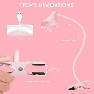Clip on Lamp USB Reading Light 3 Color Modes 3000-6000K and 10 Brightness 8W 40 LED Flexible Gooseneck Desk Light Clip on Lamp for Desk Eye Caring Bed Lamp for Headboard (No Plug)