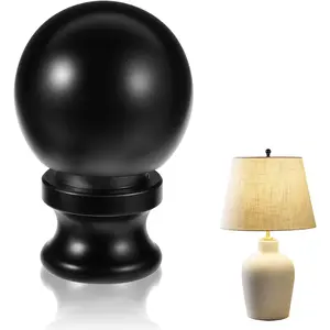 2 Pcs Black Lamp Finials 1-1/2 Inch Oil Rubbed Black Ball Knob Decorative Topper for Lamp Shade Harp Holder Table Lamps