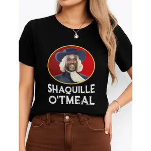 Shaquille O Tmeal Tee Black Casual Wear Personalized Unisex Women's Top Summer Comfortable Breathable Short Sleeve T Shirt Suitable For All Outfits Made In Usa
