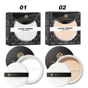 Loose setting powder, easy to apply without caking, breathable and fine texture, not easy to transfer makeup, contouring matte powder with powder puff, Setting Powder Cosmetic