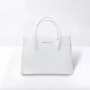 White Satchel purse with silver hardware
