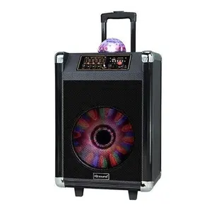 212 MAIN Supersonic IQ-3612DJBTBK 12in Rechargeable Portable Built-in BT DJ Speaker with Black Disco Ball, Radio, Remote, SD Card Reader, USB Ports, Handle, Auxillary Input, Mic/Guitar & Smartphone/Audio Device Compatibility