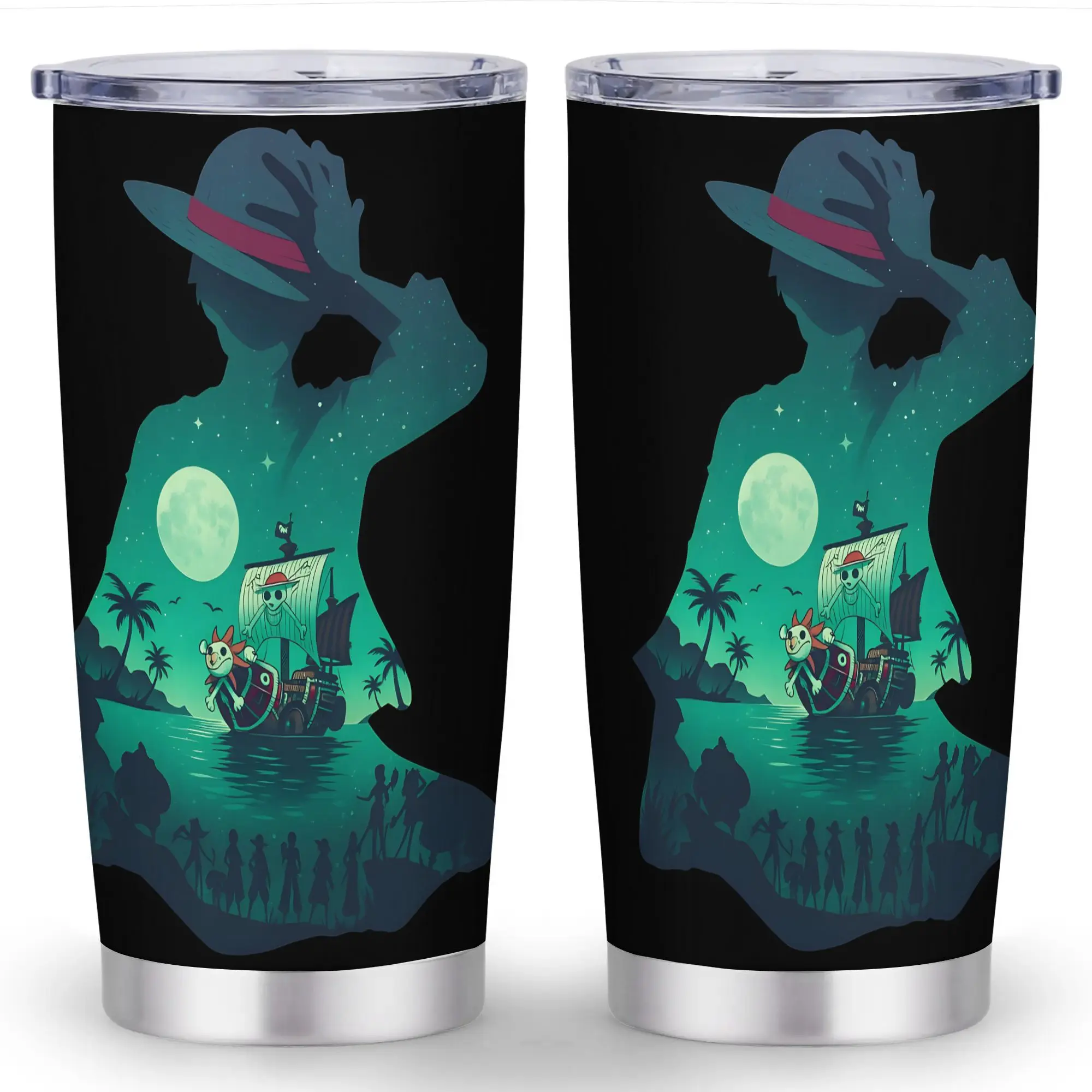 1pc 20oz (500-1000ml) Stainless Steel Leakproof Tumbler with Straw - Double-Wall Vacuum Flask, Anti-Scalding, Explosion-Proof, Portable Classic Vibrant Anime Design, Ideal Gift for Anime Enthusiasts, Halloween Kitchenware Drinkware