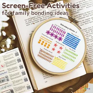 4Set Embroidery Kit,Embroidery Stitches Practice Kit for Adults, Classic Hand Beginners Embroidery Kit with Stamped Embroidery Patterns