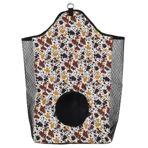 Cow Print Hay Bag with Mesh Sides and Bottom