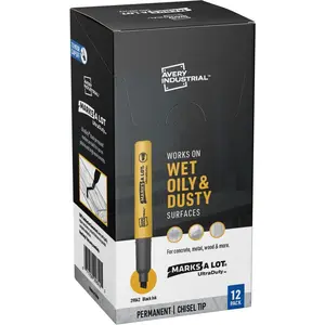 Avery  Chisel Permanent Markers, Black - Pack of 12