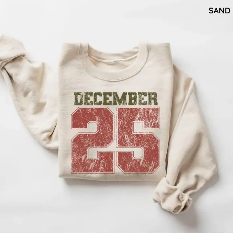 Gildan Retro Christmas Sweatshirt, December 25 Crewneck, Holiday Sweatshirt, Women’s Christmas Sweater, Cozy Winter Shirt, Christmas Gift for Women