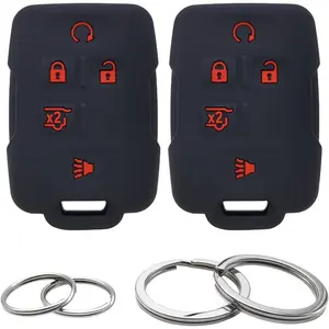 2Pcs Silicone 5 Buttons Key Fob Cover Remote Case Keyless Protector Compatible with Chevrolet Chevy Colorado Silverado Suburban Tahoe GMC Canyon Sierra Yukon M3N-32337100