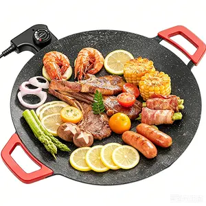 Adjustable Electric Korean Grill, Fast Heating Multi-Functional Griddle for Indoor BBQ, Family Meals, Breakfast, Party & Mexican Tortilla portable comal home Temperature Skillet Pan korean bbq grill