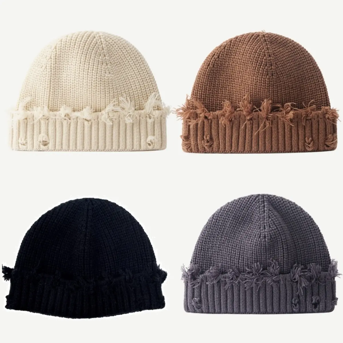 Ripped Tassel Beanie - Classic Design with Tassel Detail, Soft Fabric, Ideal for Cold Weather Wear stylish headwear