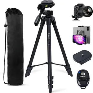 60'' Camera Tripod Camera Stand for  Rebel Eos  DSLR, Travel Tripods for Phone Tablet with Remote Black