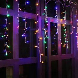 96L LED Icicle Lights, Multi-color Window Curtain Lights,8 Modes with 30V Plug in for Wedding, Party, Bedroom, Home, Garden, Outdoor, Indoor Wall,Christmas Decorations,Connectable