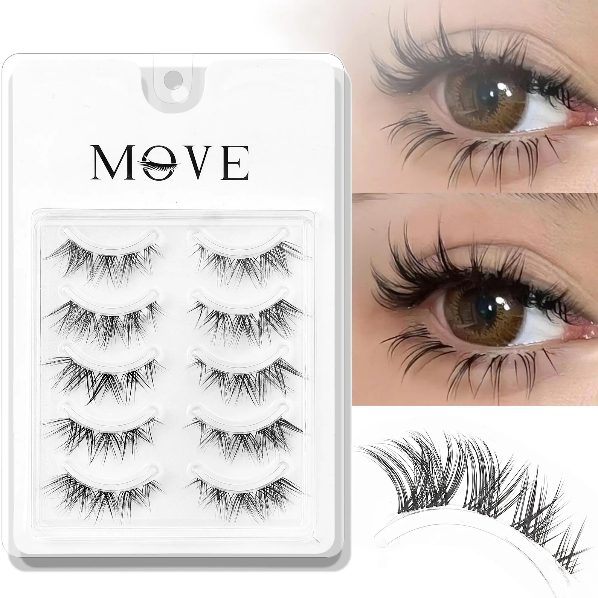 Natural Look Manga False Eyelashes, Cosmetic False Lashes, High Quality Eyelashes, Volume Lashes, Voluminous False Eyelashes, 1 Box Reusable Fluffy Curly Thick Faux Cluster Lashes, Eye Makeup Products for Women & Girls