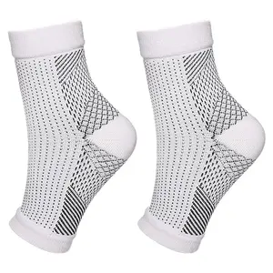 [2 Pairs] White Neuropathy Socks for Pain Relief: 20-30mmHg Compression Foot Sleeves for Diabetic, Edema & Swollen Feet - Breathable Ankle Support & Improved Circulation Soother Socks for Men & Women