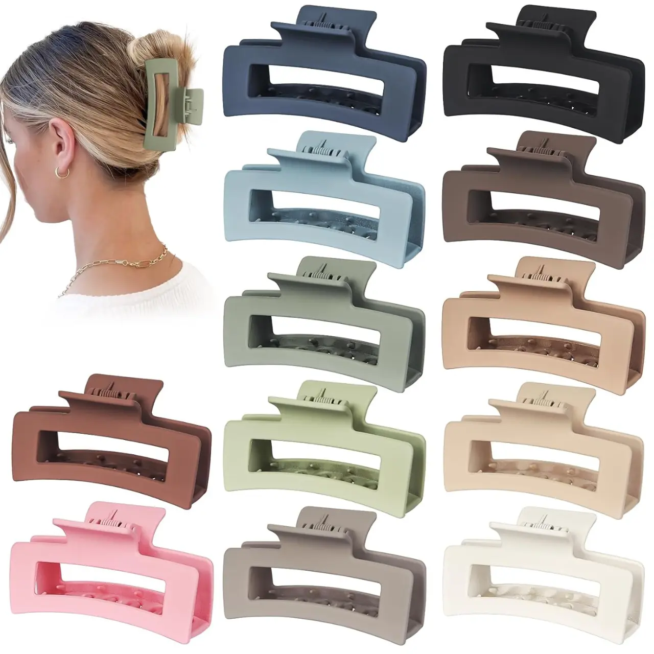 12 Pcs Hair Claw Clips for Women, 4.1 Inch Large Claw Clips for Thick Hair, Strong Hold Non-Slip Hair Accessories undo  hair  clips banana