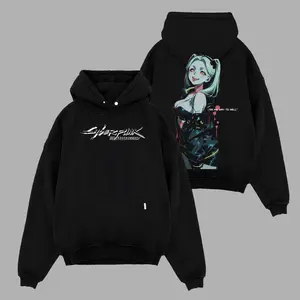 Rebecca Cyberpunk Edgerunners Anime Double Printed Vintage Washed Tee Unisex Oversize Anime Manga Washed Heavyweight Cotton T-shirt