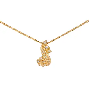 Pre-owned Christian Dior Vintage Gold Tone Rhinestone Pave Abstract Swirl Pendant Necklace MJP000381