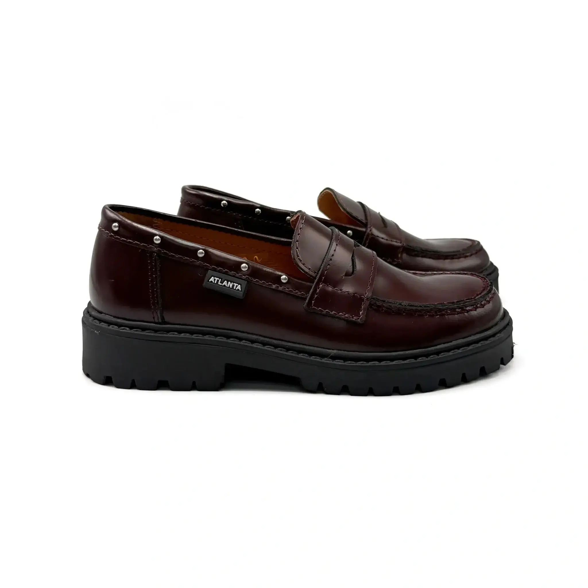 Atlanta Mocassin Burgundy Dot Chunky Loafer