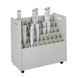 Safco 3083 Putty Mobile Roll File - 50 Compartments, 2" Swivel Casters, 30 1/4"w x 15 3/4"d x 29 1/4"h, Attractive and Sturdy, Complete with Grandstand Design