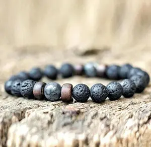 Natural Lava Stone Strength Calming Bracelet Handamde