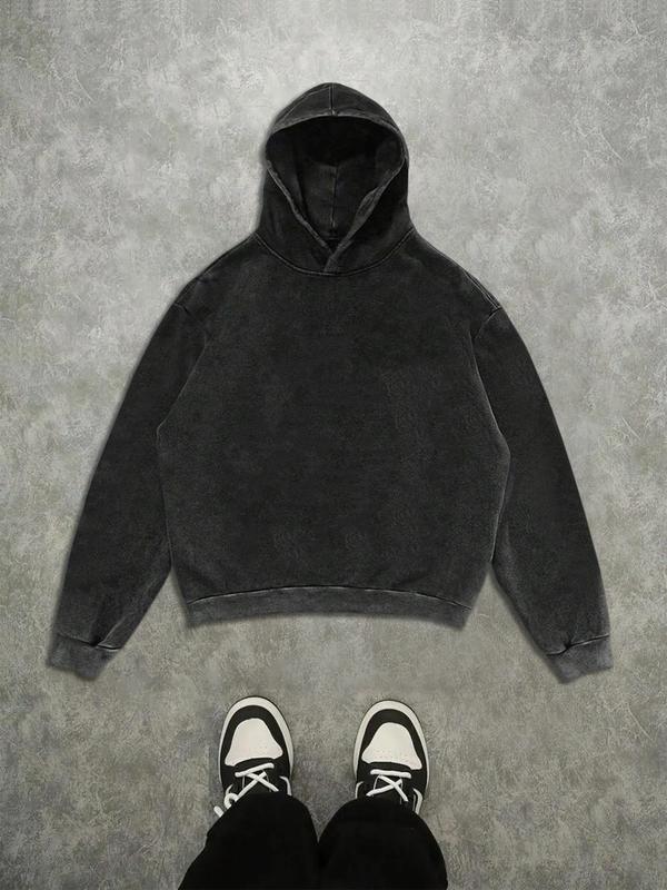 Trendy Casual Hoodie with Jesus Silhouette Print, Vintage Wash Craftsmanship, High-Quality Fabric, Loose Fit, Autumn Wear