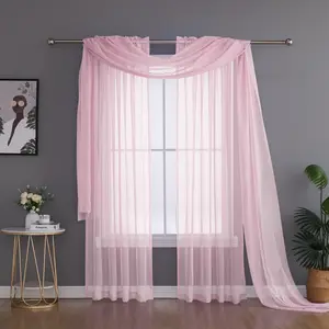 3pcs Set Of Sheer Curtains, Including 2 Curtains And 1 Window Scarf, Is Suitable For Living Rooms And Bedrooms