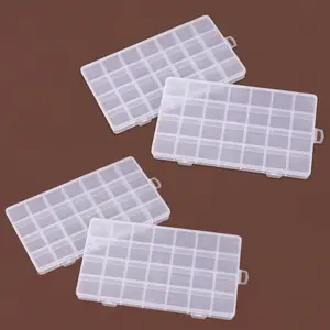 4Pcs 28 Grids Bead Organizer Plastic Organizer Box with Fixed Dividers, Jewelry, Accessories, and Small Parts Container Clear Box for Jewerly Beads, Sewing, Drawing