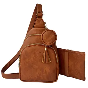 Purple Finch Vegan Leather Mini Crossbody Sling Diaper Bag with Pacifier Case & Waterproof Changing Pad Lightweight Compact for On-the-Go Parents