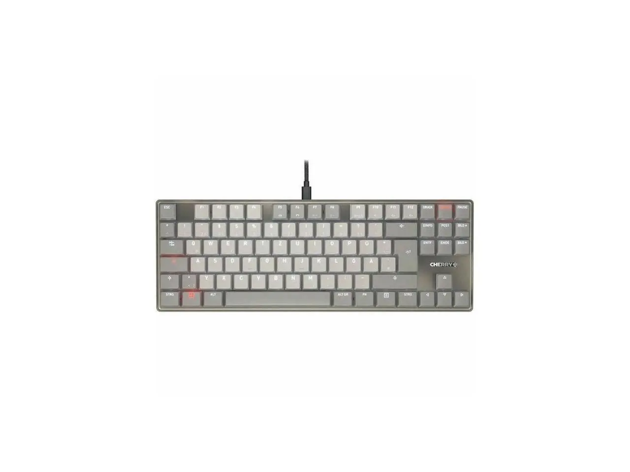 CHERRY KC 500 MX LP TKL MX LP Mechanical Low-profile Keyboard in a Slim Design - Warm Grey, Wired Compact Keyboard with Backlighting, MX2A IVORY Switches, PBT Keycaps, Foldable Feet, Slim Design