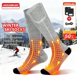 Heating Socks Winter Skiing Electric Heated Socks 5000mAh Battery Rechargeable Outdoor Sports Heated Ski Socks Men