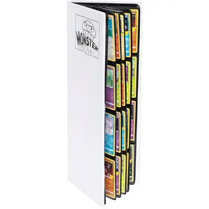 Monster Tower Binder -20 Side Loading Padded Pages that hold 320 cards -Compatible with Yugioh  Magic The Gathering & Pokemon -Unique Trading Card Album with 8 pocket(2 x 4)Configuration - Matte White