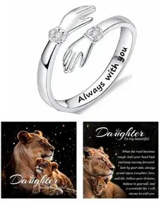 Gift for Daughter, Adjustable Embrace Ring, Stainless Steel Promise Jewelry, Best Birthday Gift, Graduation Present for Girls