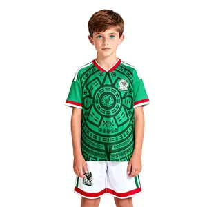 2026 Mexico National Team Home Green Short Sleeve Set Soccer Jersey Children's Version Breathable