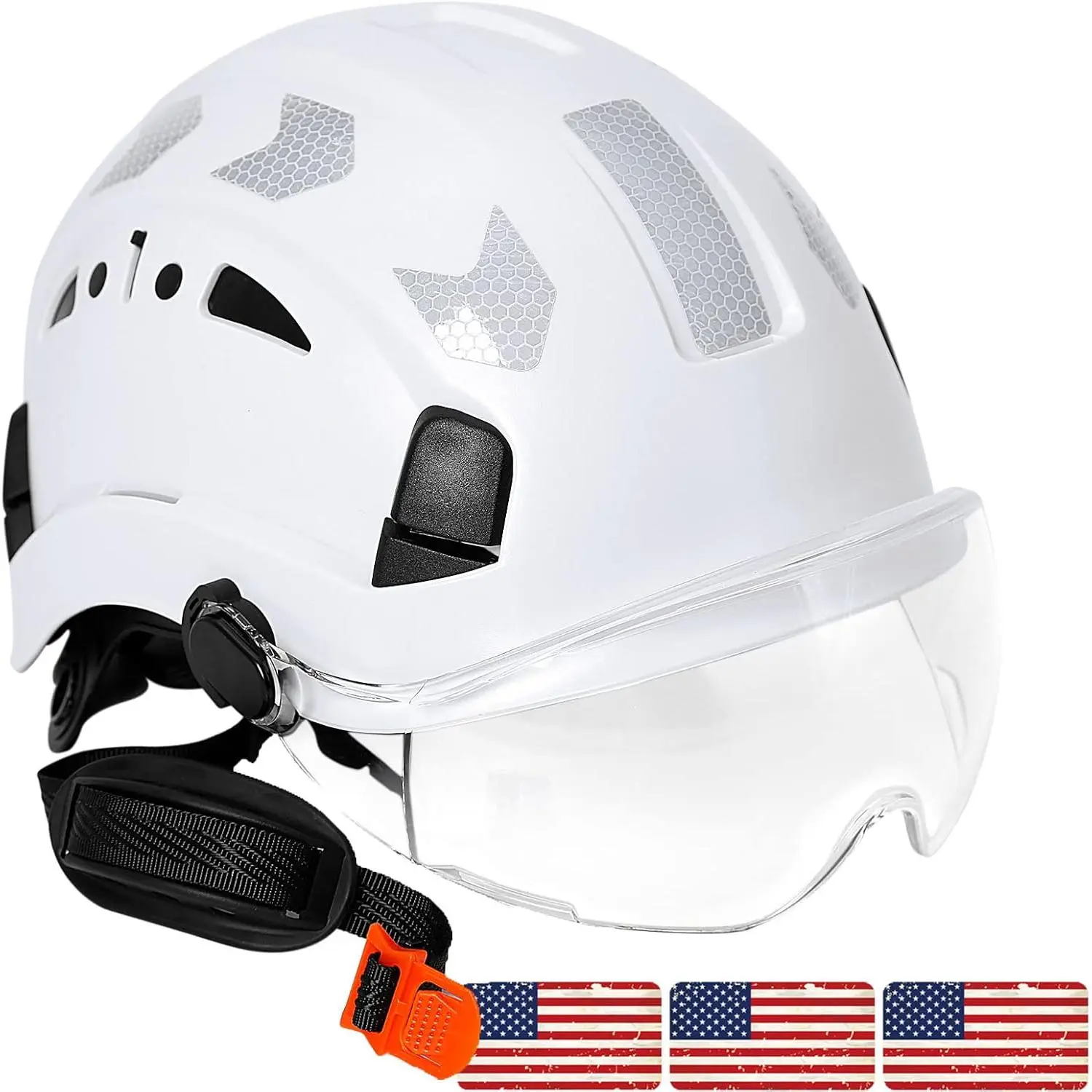 Construction Safety Hard Hat - ANSI Z89.1 Type Ι OSHA Approved Safety Helmets with Chin Straps Lightweight Reflective Vented ABS Hard Hats For Men Women Industrial Workwear 6-point Suspension