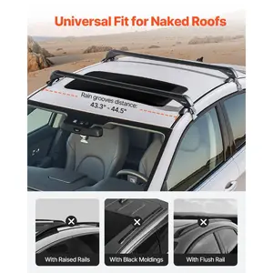 VEVOR Roof Rack Cross Bars, Universal Fit for Naked Roofs Without Raised Rails/Flush Rail/Black Moldings, 165 LBS Capacity, Lockable Heavy Duty Aluminum Crossbar Racks Roof Rail Rooftop Luggage CanoeVEVOR Super Brand Day
