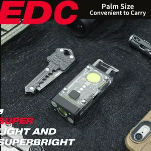 Keychain Flashlight, Mini EDC Flashlight USB C with Magnetic, 8 Modes Solar Small Powerful Flashlight, IPX6 Waterproof Pocket Flashlight for Camping, Emergencies