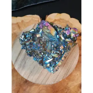Rainbow Aqua Aura Quartz Crystal Cluster — 0.68 lbs, Titanium Coated | CrystalCloud Company