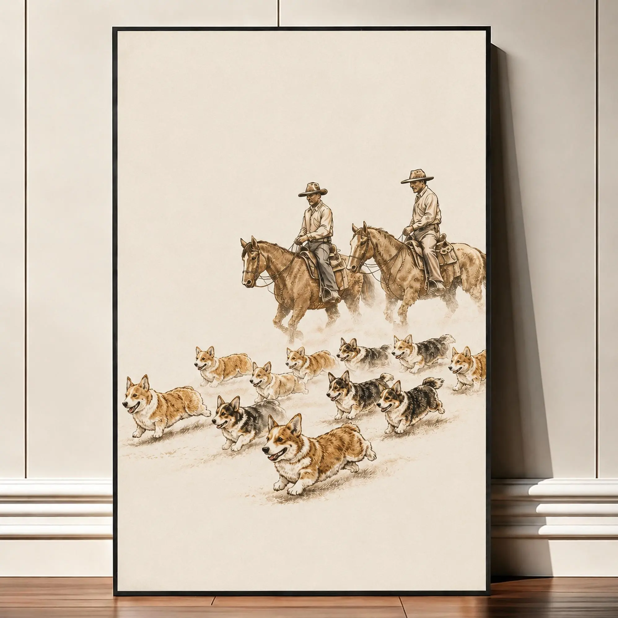 [NO FRAME]- Western Corgi Poster, Corgi Wall Art  Dog Person Gift