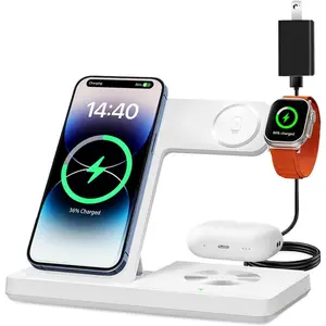 X-CGR09  3 in 1 Charging Station for Multi Devices, Wireless Charger for iPhone 8-16 Series & Apple Watch, Wireless Charging Station for AirPods Pro/4/3/2