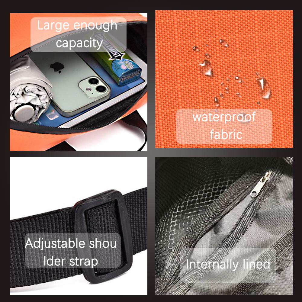 Unisex Waterproof Crossbody Sling Bag, Ultra-Lightweight 86g Sports Shoulder Bag with Adjustable Strap, Large Capacity Workout Fanny Pack for Running Hiking Gym Travel, Durable Casual Sling Bag for Men Women