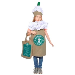 Frappuccino Coffee Costume for Kids - Includes Foam-Topped Tunic, Straw Hat & Trick-or-Treat Bag - Girly Costume - Perfect for Halloween, Pretend Play Fun, Theme Party & Cosplay Costume Party