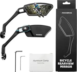 ROCKBROS Bike Mirrors for Handlebars - HD Blast-Resistant Bicycle Mirror for Ebike - 360 Degree Adjustable Bike Rear View Mirror - Left and Right