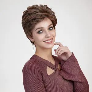 [CLEARANCE SALE] Anna H-DWY Mono Lace Front Free Part Short-Length Layer-cut Glueless Synthetic Wig for Women 8 Inches