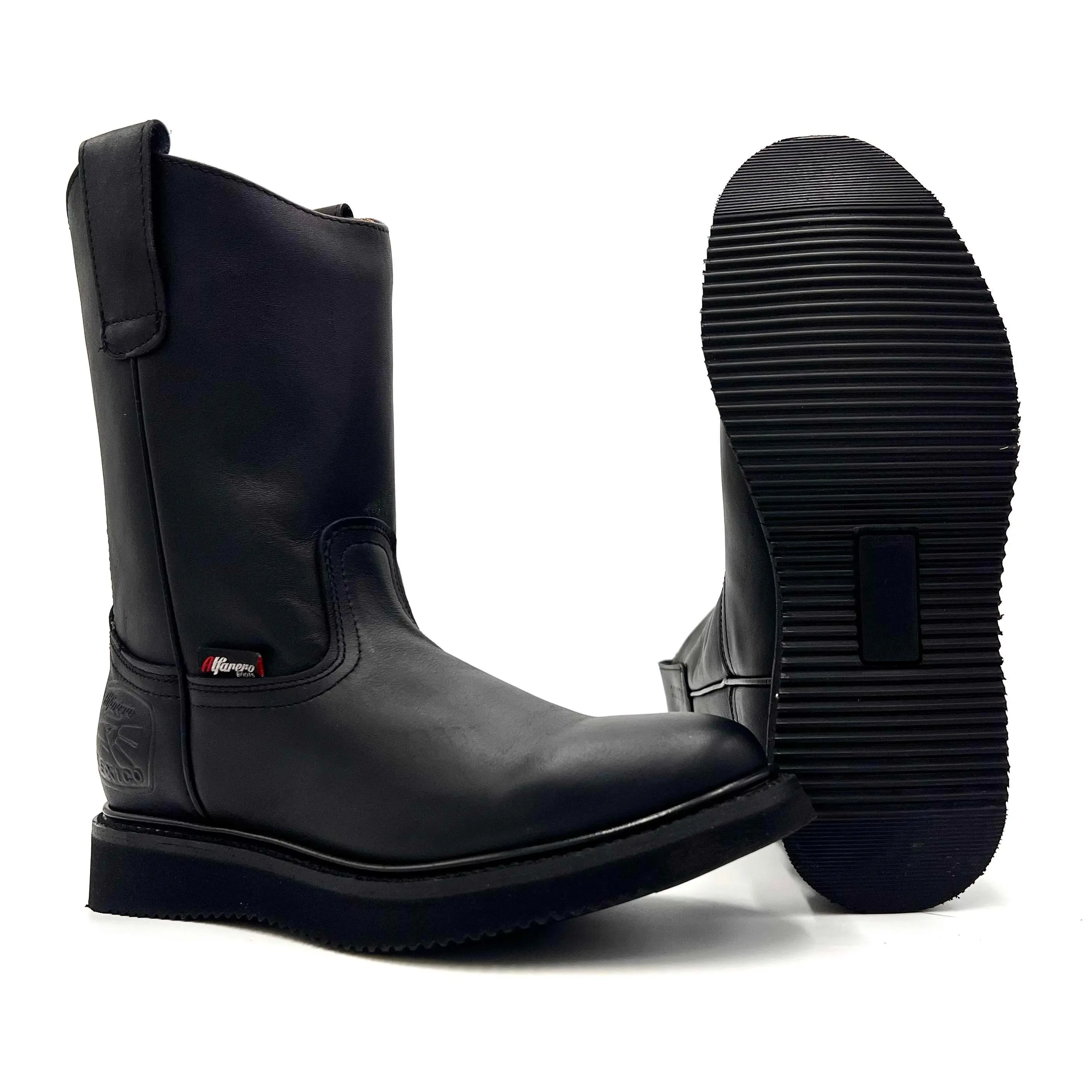 Silver Bull Roofing Work Boot Wedge Sole No Heel Leather Goodyear Welt AO-470 Black Footwear Walking Shoes Comfort Design
