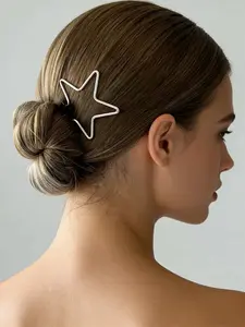 1 piece Y2K Star Shaped Metal Hair Pin | Coquette & Minimalist & Quiet Luxury Style | Hollow Star Bun Fork, Secure & Firm Hold Lightweight Non-slip | Ideal for Women, Everyday & Formal Hairstyles