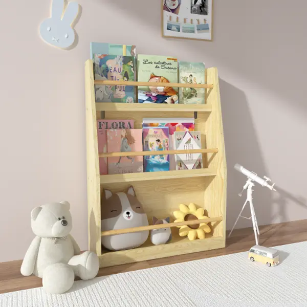 Mini 3-Tier Open Bookshelf - Narrow Depth Home Organizer with Newspaper Holder, Safe Stable 3-Tier Quick Access Kids' Learning Aid for Daycare, Home Library Nursery Storage Rack to Keep Bedroom/Playroom Neat, 3Tier Quick Access
