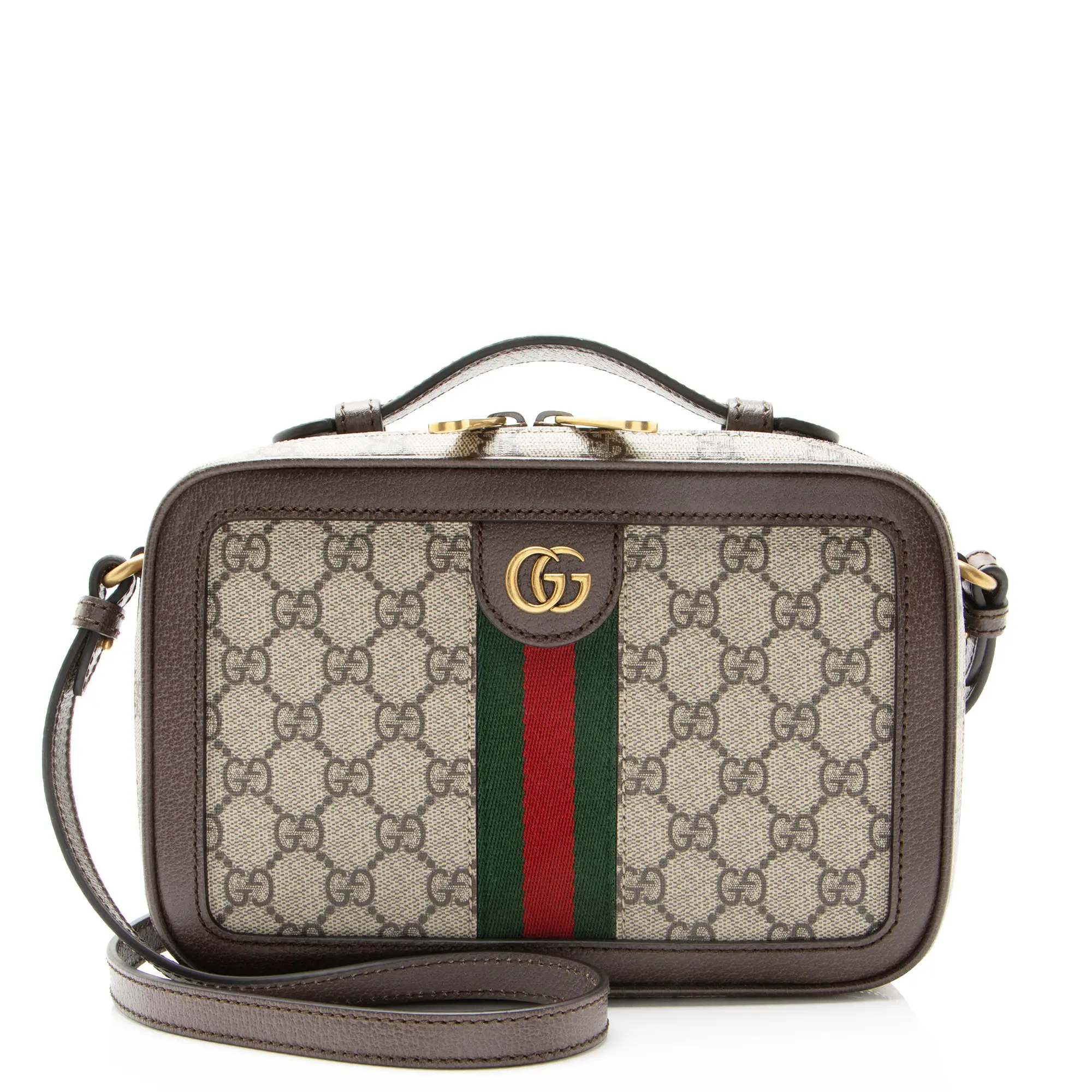 Pre-owned GUCCI Leather Crossbody Bags GG Supreme Ophidia Zip Around Small Crossbody