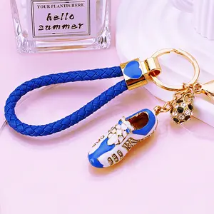 Rhinestone-Embellished Soccer Cleat Keychain — Car Key Fob, Bag Charm, Metal Key Ring — Creative World Cup Gift for Couples