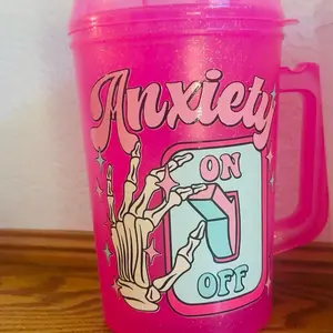 Anxiety 34oz Trucker Mug - Perfect for Your Morning Drinks - Drinkware, Cup Reusable Tumbler Washable Coffee Beverage Lid Stylish